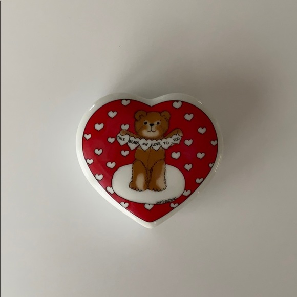Vintage Lucy Rigg 1979 1980 Teddy Bear Heart Shaped Jewelry Box Valentine’s Day - Picture 10 of 10